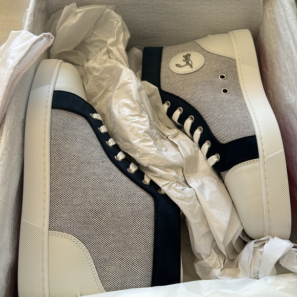Christian Louboutin Louis orlato high top white navy sneaker trainer sz 44 main image 12